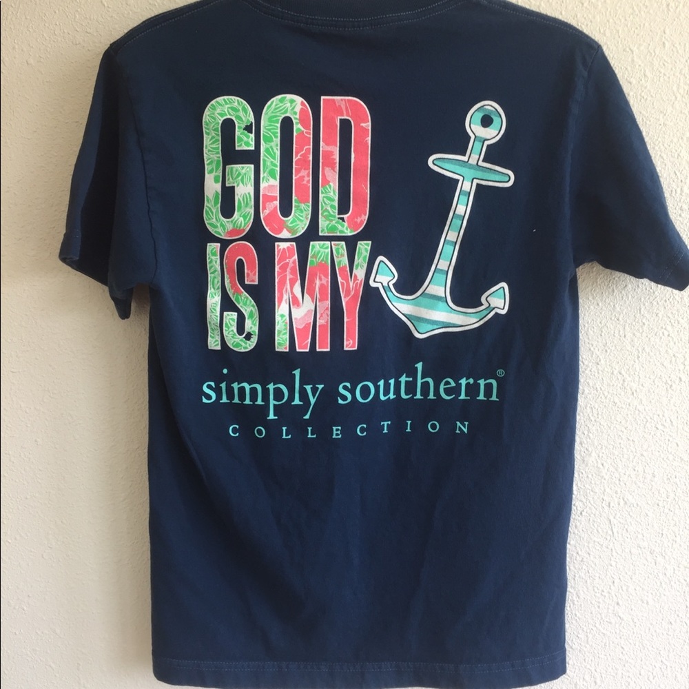 Navy blue decorative shirt.